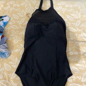 Black, one piece, bathing suit